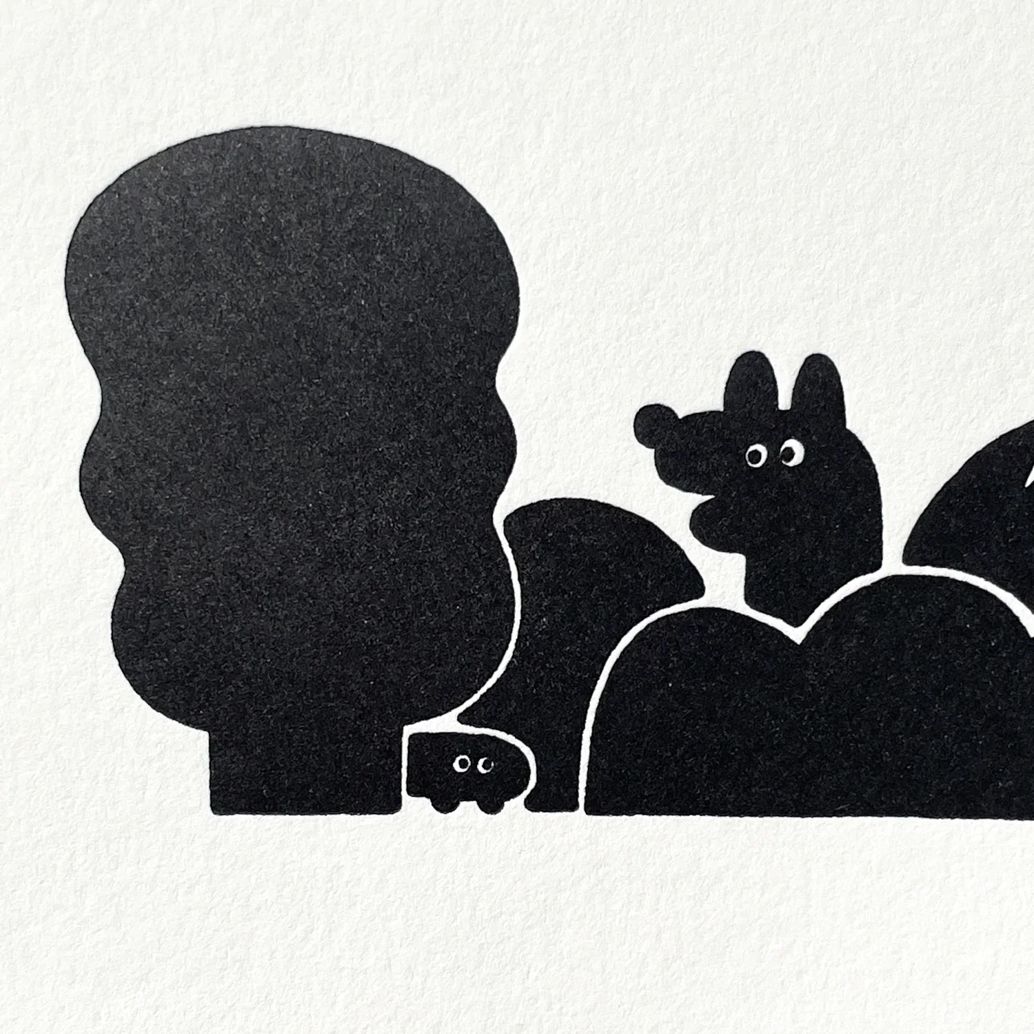 Letterpress Card/ Coyote and Caterpillar in Bush - Image 3